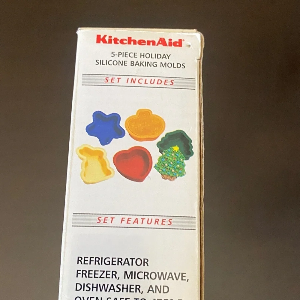 KitchenAid Multicolor Holiday Silicone Baking Molds. Set of 5. Oven Safe.